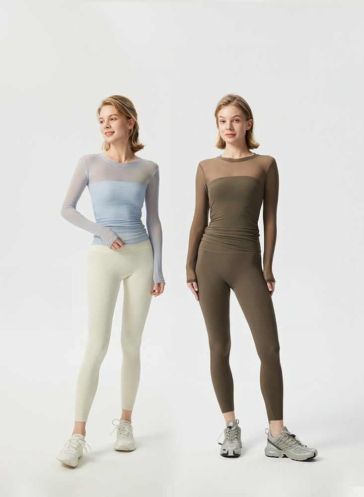 Two Pieces Of Mesh Sports High Elasticity Breathable Yoga Clothes For Women's Vacation - Image 2