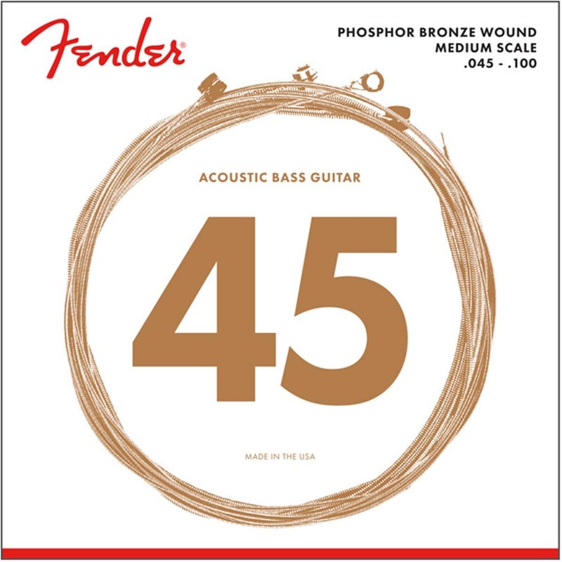 FENDER سلاسل البيس الصوتية 7060، برونز فوسفوري .045-.100 - Image 1