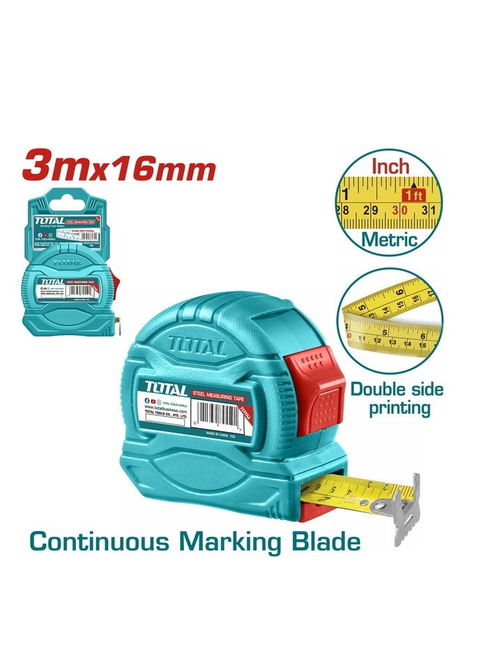 TOTAL Steel measuring tape 3m X 16mm (TMT34316) - Image 1