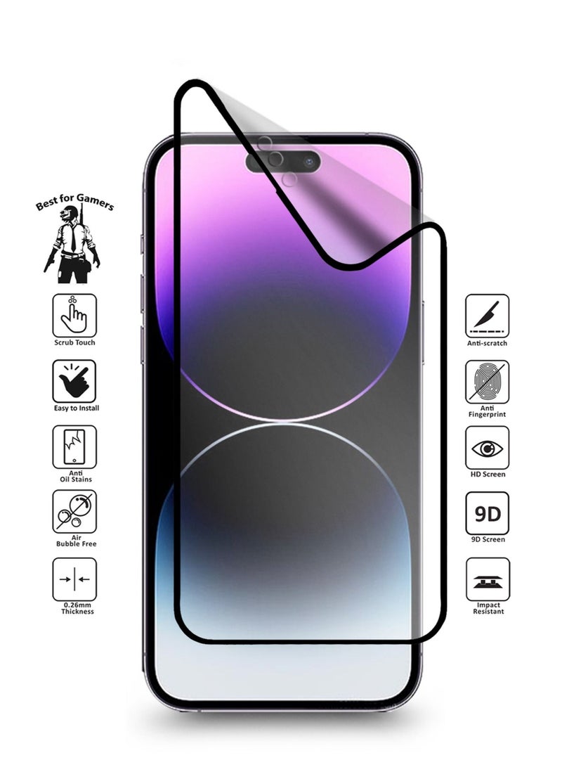 9D Matte Ceramic Full Coverage Screen Protector For Apple Iphone 14 Pro Clear And Black - Image 2