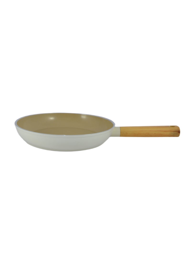 Homemaker Swiss Crystal High Quality Ceramic Coating Non-Stick Frypan - 24cm - Natural Wood Handle - Beige - Image 1