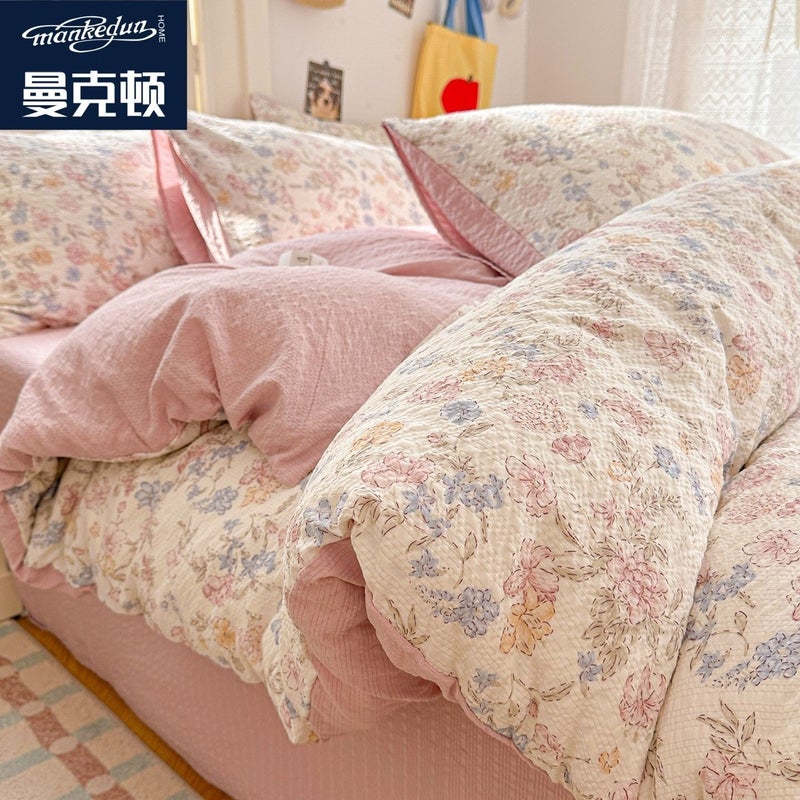 A-level ultra soft double-layer down duvet cover bed sheet set - four piece set bedding bed sheet duvet cover pillow cover - Image 1