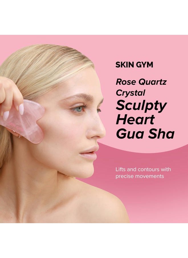 SKIN GYM Skin Gym Rose Quartz Hearty Gua Sha Tool, Heart-Shaped Facial Massage Tool for Sculpting and Relaxation  - Image 2