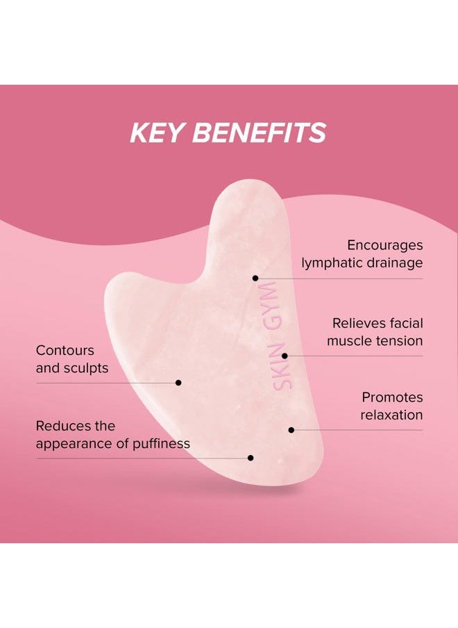 SKIN GYM Skin Gym Rose Quartz Hearty Gua Sha Tool, Heart-Shaped Facial Massage Tool for Sculpting and Relaxation  - Image 3