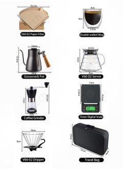 EqiEch V60 Drip Coffee Set,7-Piece Hand Brewing Coffee Maker Set,Pour Over Coffee Machine Accessories Kit All In 1 Portable Travel Bag 57*16*27cm  - Image 2