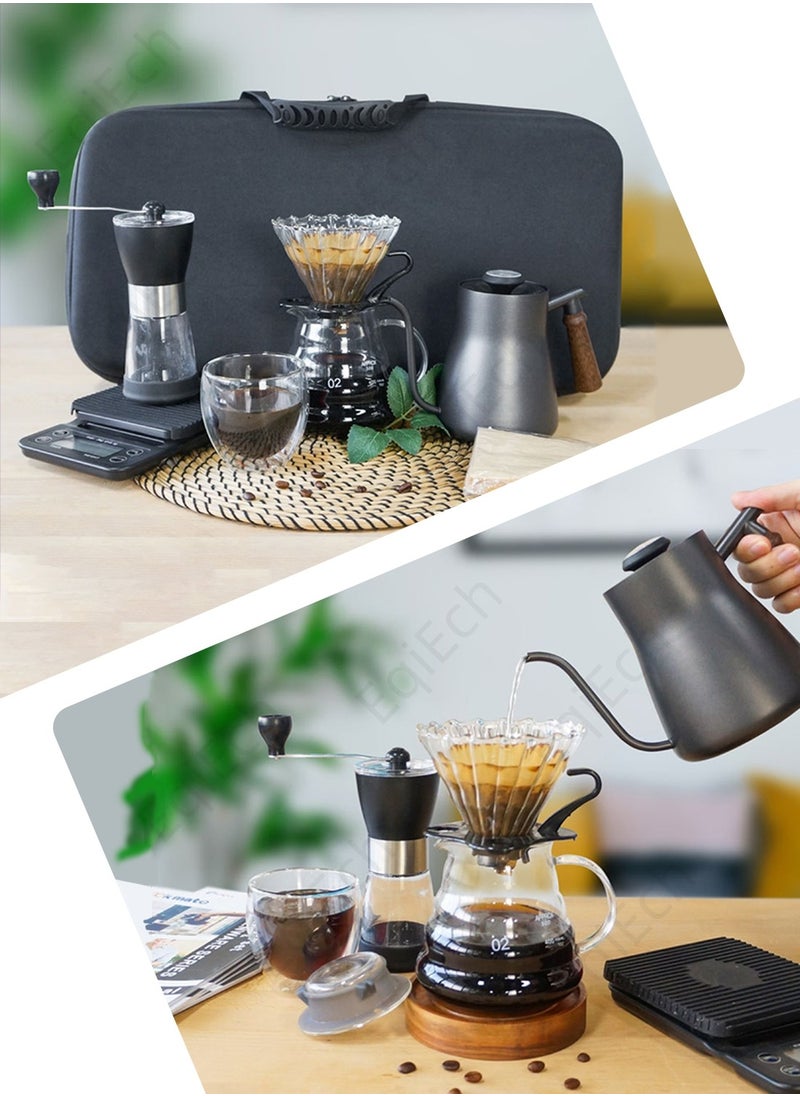 EqiEch V60 Drip Coffee Set,7-Piece Hand Brewing Coffee Maker Set,Pour Over Coffee Machine Accessories Kit All In 1 Portable Travel Bag 57*16*27cm  - Image 3