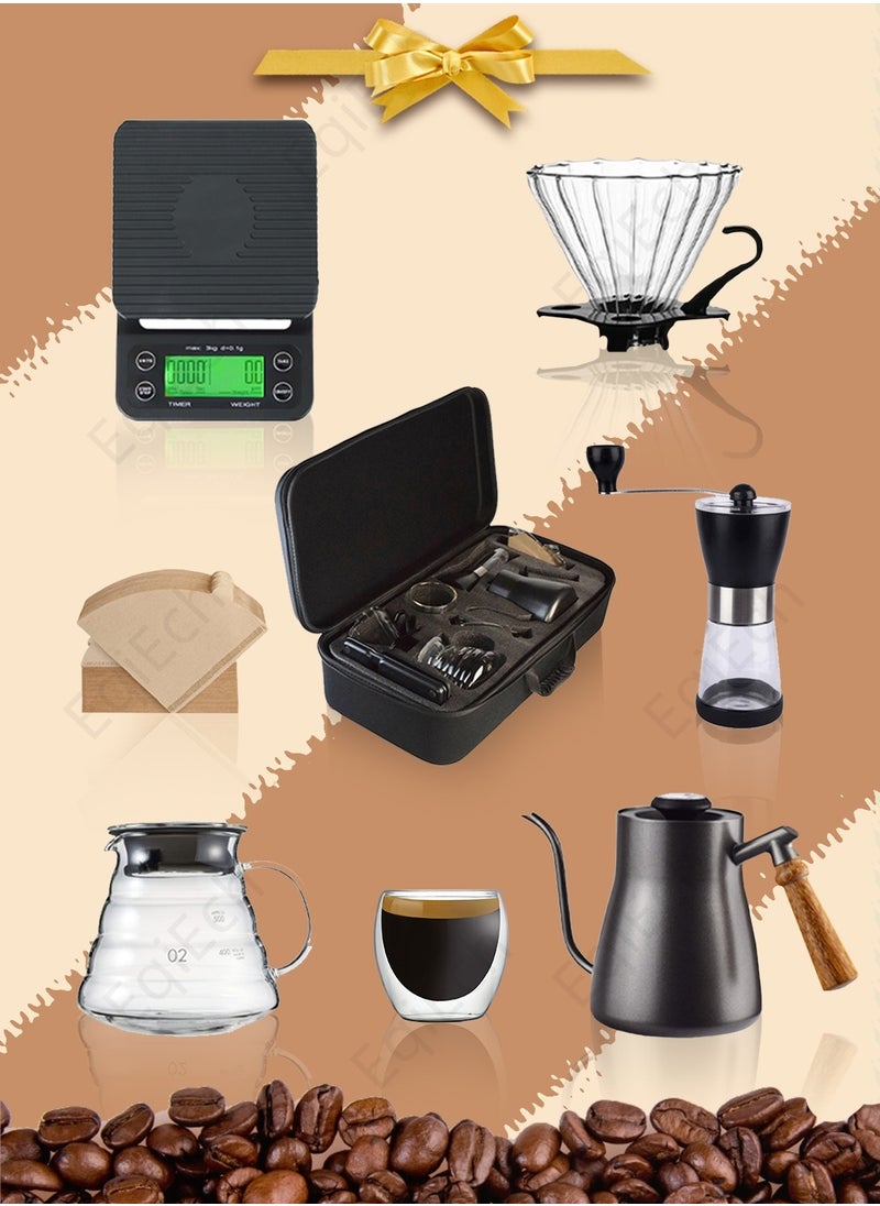 EqiEch V60 Drip Coffee Set,7-Piece Hand Brewing Coffee Maker Set,Pour Over Coffee Machine Accessories Kit All In 1 Portable Travel Bag 57*16*27cm  - Image 1