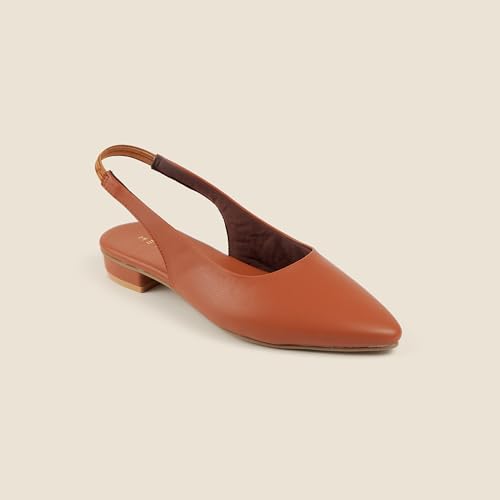 Metro Women's Tan Pointed Toe Slingback Flats with Elastic Heel Strap UK/6 EU/39(31-1045) - Image 3
