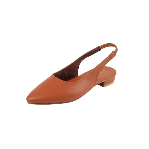 Metro Women's Tan Pointed Toe Slingback Flats with Elastic Heel Strap UK/6 EU/39(31-1045) - Image 1