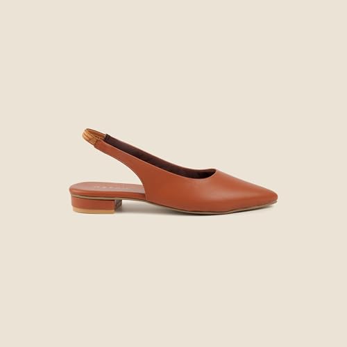 Metro Women's Tan Pointed Toe Slingback Flats with Elastic Heel Strap UK/6 EU/39(31-1045) - Image 4