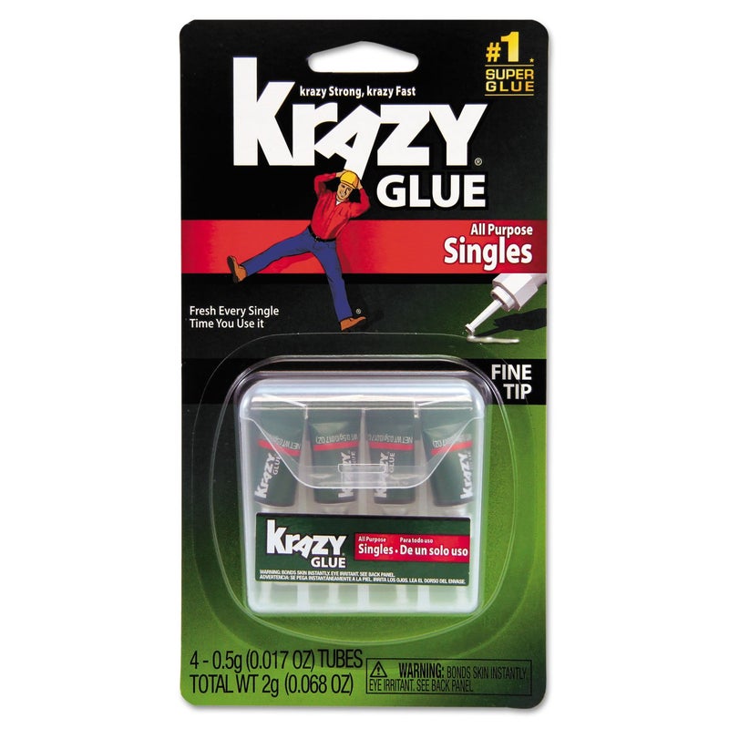 Krazy Glue, All Purpose Super Glue, Fine Tip, Singles (0.5g), 4 Count - Image 1