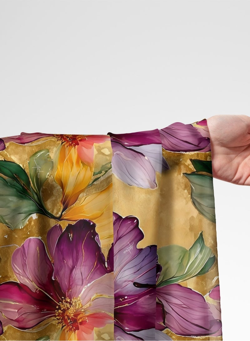 فيلاتو Ø¬Ù„Ø§Ø¨ÙŠØ© Ù…Ø®ÙˆÙŠØ± Ø²Ù‡Ø±ÙŠØ© Ø£Ø±Ø¬ÙˆØ§Ù†ÙŠØ© ØµÙ�Ø±Ø§Ø¡ Ù…Ù† Ù‚Ù…Ø§Ø´ Ø­Ø±ÙŠØ± Ø§Ù„Ù„ÙŠÙ„ Ø¹Ø±Ø§Ù…Ù†ÙŠ Ø¨Ø§Ù„ÙŠØ§Ø±Ø¯Ø©ØŒ Ø®ÙŠØ§Ø·Ø© 58 Ø¨ÙˆØµØ© Ø¹Ø±Ø¶ - Image 1