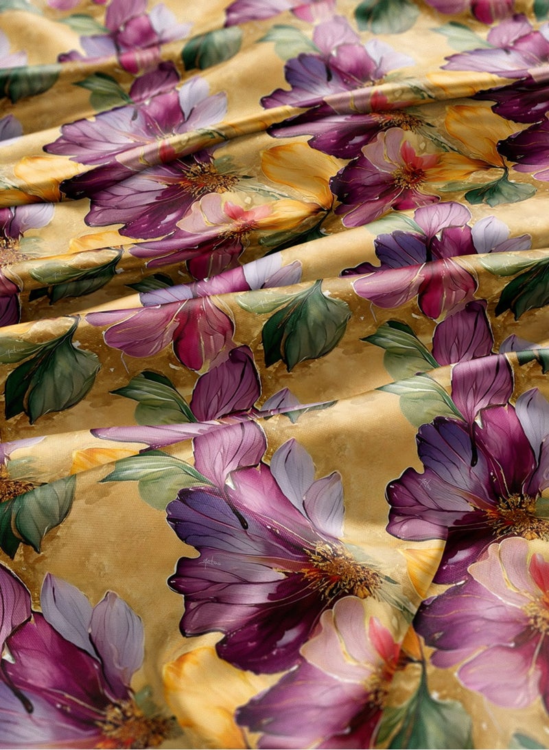 فيلاتو Ø¬Ù„Ø§Ø¨ÙŠØ© Ù…Ø®ÙˆÙŠØ± Ø²Ù‡Ø±ÙŠØ© Ø£Ø±Ø¬ÙˆØ§Ù†ÙŠØ© ØµÙ�Ø±Ø§Ø¡ Ù…Ù† Ù‚Ù…Ø§Ø´ Ø­Ø±ÙŠØ± Ø§Ù„Ù„ÙŠÙ„ Ø¹Ø±Ø§Ù…Ù†ÙŠ Ø¨Ø§Ù„ÙŠØ§Ø±Ø¯Ø©ØŒ Ø®ÙŠØ§Ø·Ø© 58 Ø¨ÙˆØµØ© Ø¹Ø±Ø¶ - Image 3