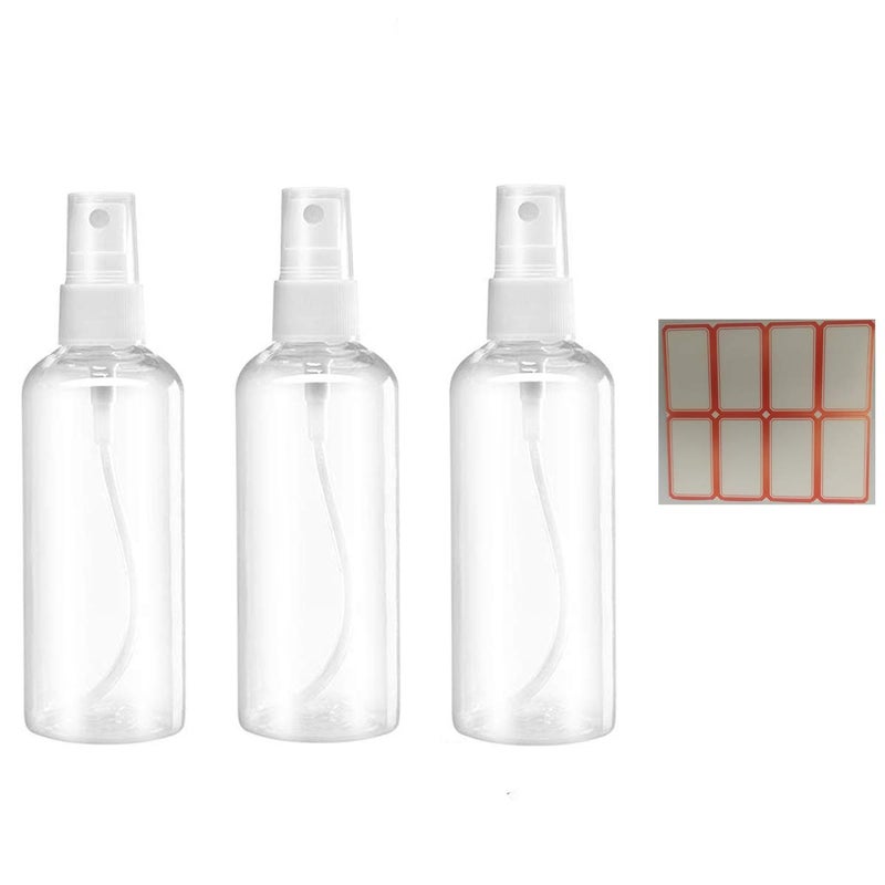 Qosea USSJ Spray, 1.69oz/50ml 3.38oz/100ml Clear Empty Fine Mist Plastic Mini Travel Bottle Set, Small Refillable Containers with Labels (3pcs 50ml), Pet - Image 1