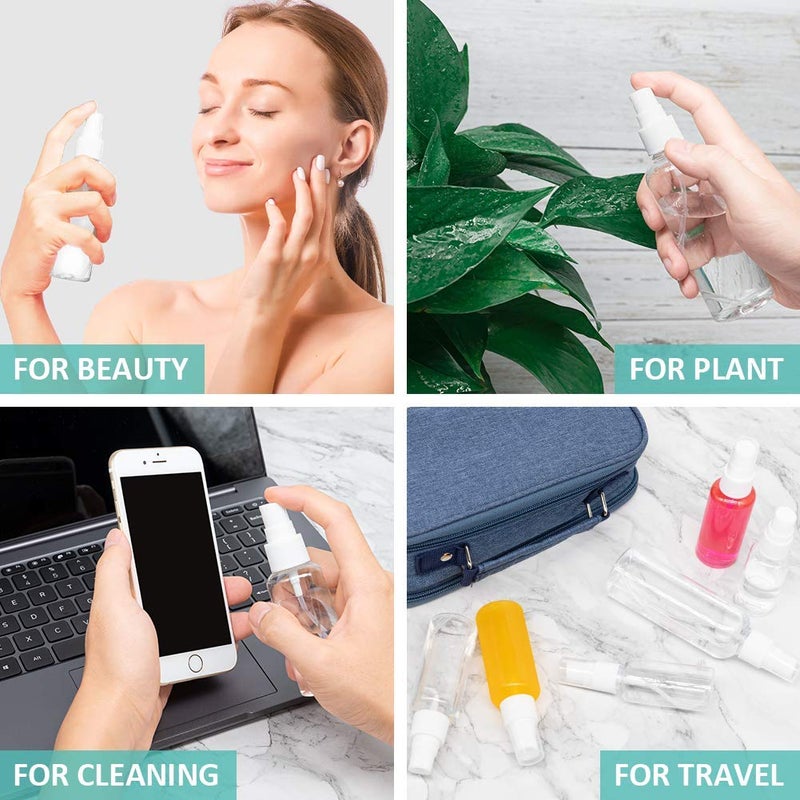 Qosea USSJ Spray, 1.69oz/50ml 3.38oz/100ml Clear Empty Fine Mist Plastic Mini Travel Bottle Set, Small Refillable Containers with Labels (3pcs 50ml), Pet - Image 4