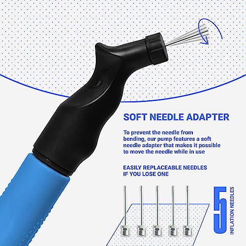 SPORTBIT Ball Pump for Sports Balls - Push & Pull Inflating System - Hand Pump for All Exercise Balls - Volleyball Pump, Basketball Inflator, Football & Soccer Ball Air Pump - Goes with 5 Needles Set - Image 3