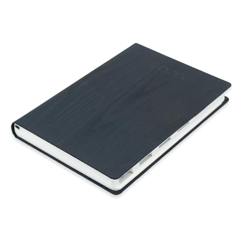 Kitabby - Linen Series | 2026 New Year Diary & Planner with Pen | A5 Size | One-Day-to-a-Page with Thumb-Cut Indexes | 424 pages | Satin Fabric Cover Material with Moiré Pattern | (Black) - Image 4