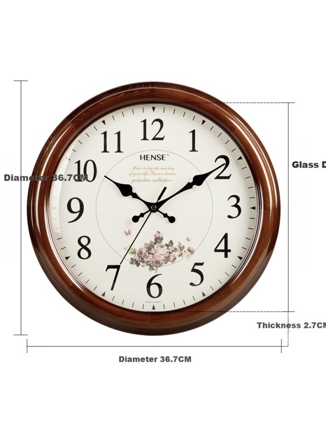 Hense Solid Wood Wall Clock European Style Fashion Hanging Clock Creative Living Room Clock Wall Quartz Clock Hw17 - Image 3