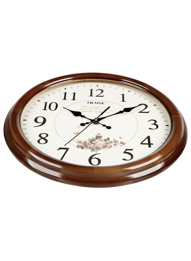 Hense Solid Wood Wall Clock European Style Fashion Hanging Clock Creative Living Room Clock Wall Quartz Clock Hw17 - Image 4