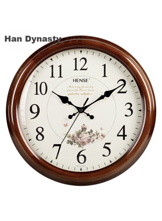 Hense Solid Wood Wall Clock European Style Fashion Hanging Clock Creative Living Room Clock Wall Quartz Clock Hw17 - Image 1