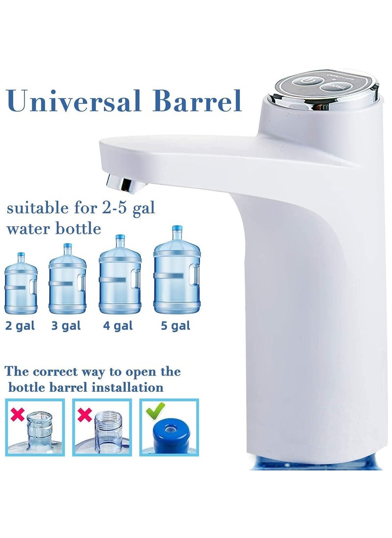 XIPH Electric Water Dispenser Pump – USB Rechargeable Water Bottle Pump for 3-5 Gallon Jugs | Automatic Portable Water Pump for Home, Office, Kitchen, Camping – White  - Image 2