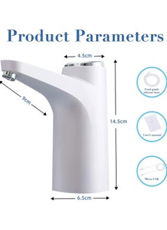 XIPH Electric Water Dispenser Pump – USB Rechargeable Water Bottle Pump for 3-5 Gallon Jugs | Automatic Portable Water Pump for Home, Office, Kitchen, Camping – White  - Image 3
