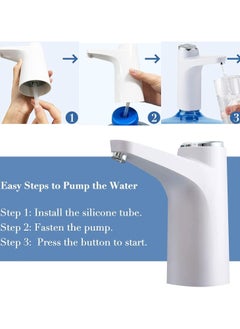 XIPH Electric Water Dispenser Pump – USB Rechargeable Water Bottle Pump for 3-5 Gallon Jugs | Automatic Portable Water Pump for Home, Office, Kitchen, Camping – White  - Image 4