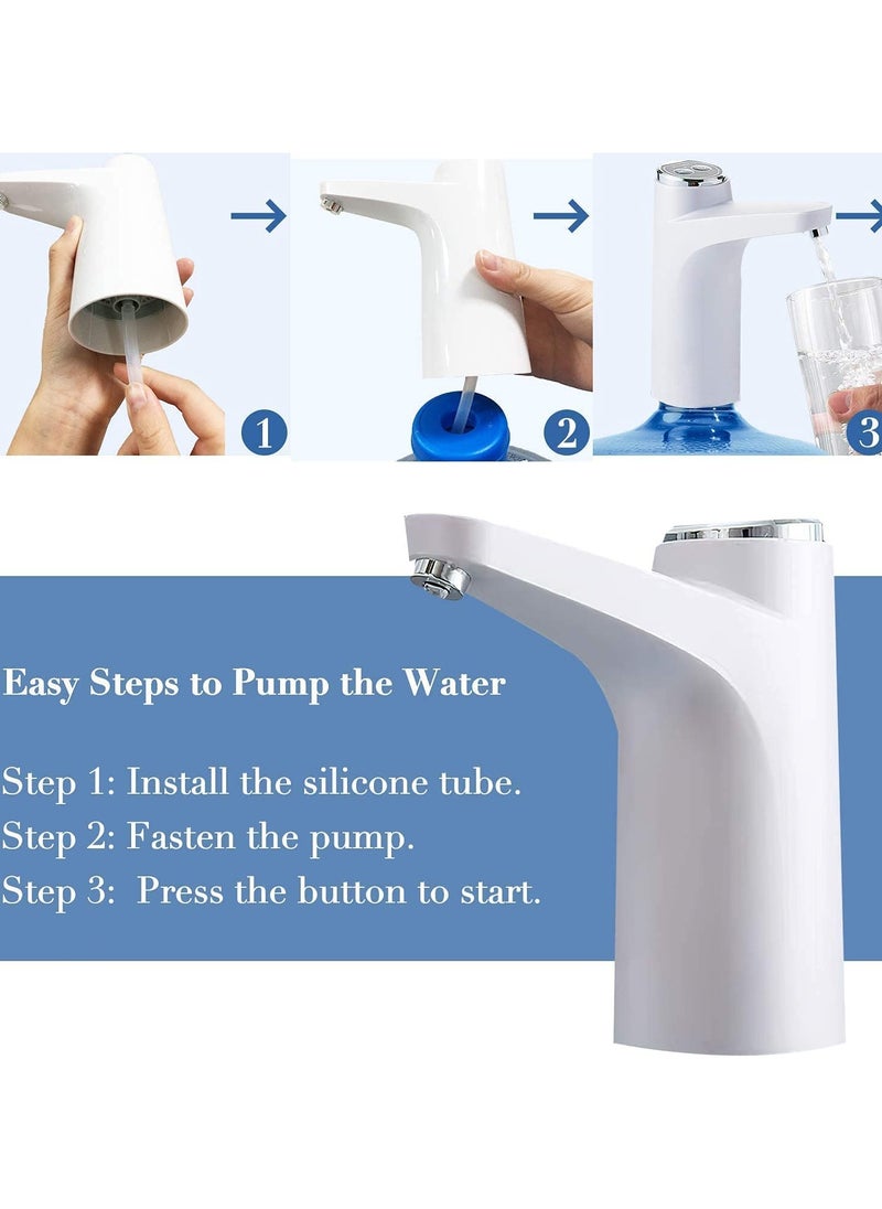 XIPH Electric Water Dispenser Pump – USB Rechargeable Water Bottle Pump for 3-5 Gallon Jugs | Automatic Portable Water Pump for Home, Office, Kitchen, Camping – White  - Image 4