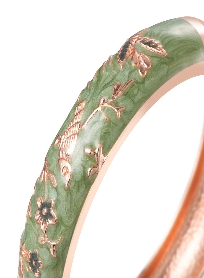 wynameleri Enamel Bangle Bracelet Blackish Green Floral Design Fashion Accessories for Women in Gift Box - Image 4