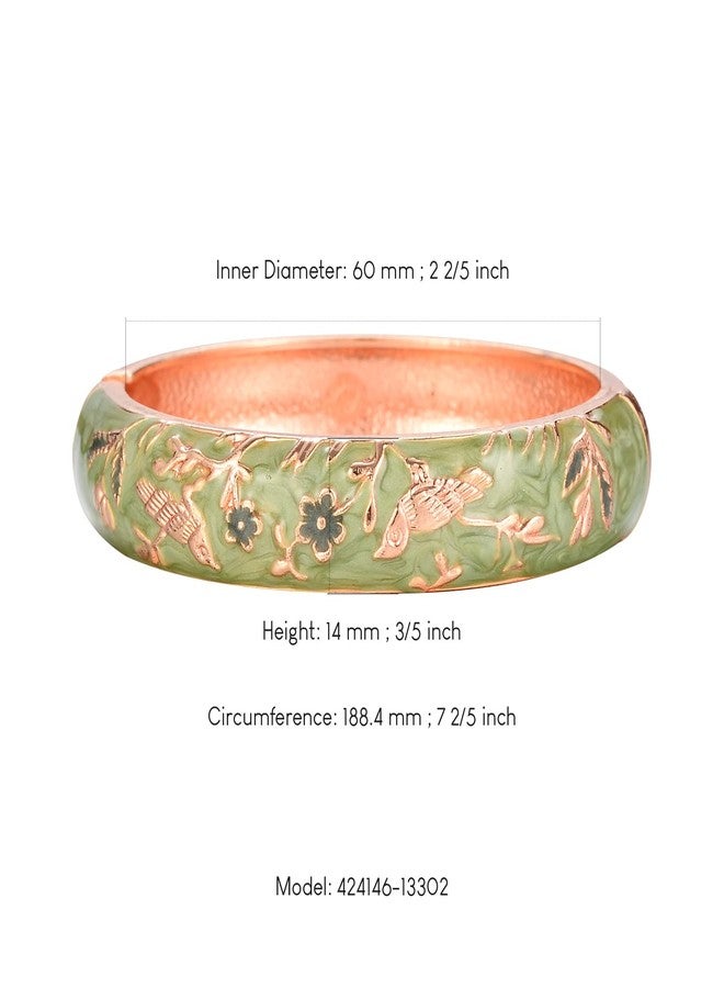 wynameleri Enamel Bangle Bracelet Blackish Green Floral Design Fashion Accessories for Women in Gift Box - Image 2