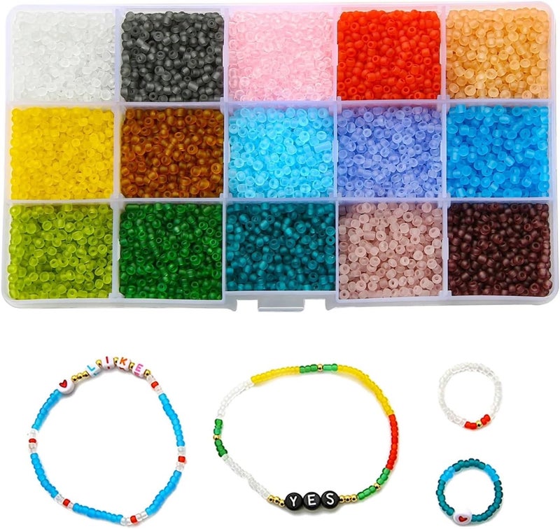 Seed Beads 24 Color Glass Rice Bead Set 2mm/3mm/4mm 4000+pcs Charm DIY Jewelry Creation Making Material(2mm 24000pcs) - Image 3