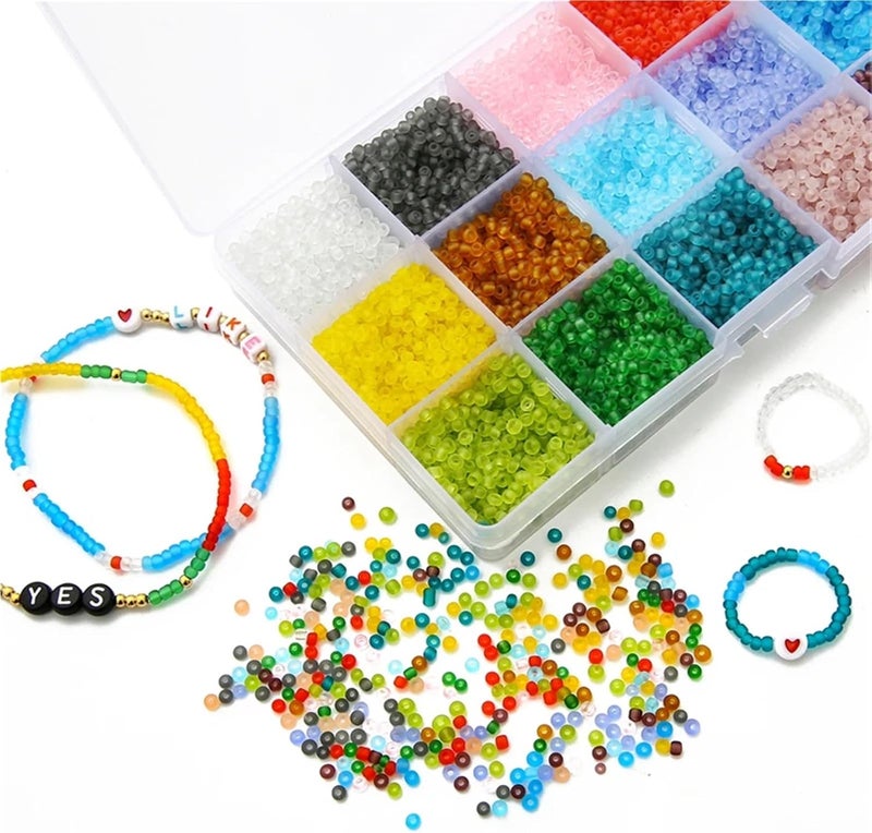 Seed Beads 24 Color Glass Rice Bead Set 2mm/3mm/4mm 4000+pcs Charm DIY Jewelry Creation Making Material(2mm 24000pcs) - Image 4