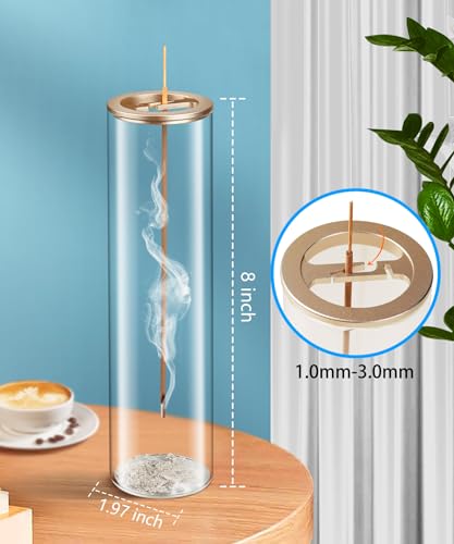 Eavida Incense Holder for Sticks [Anti-Ash Flying], Modern Insence-Stick Burner Holder with Removable Glass Ash Catcher, for Home Decor Yoga Meditation (Champagne Gold 2 Pack) - Image 3