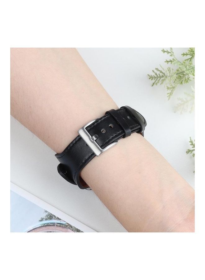 NIBEMINENT Leather Replacement Strap Watchband For Apple Watch Series 7/6/SE/5/4/3/2/1 45/44/42mm Black - Image 5