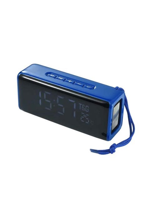 174 TWS Mirror Bluetooth Speaker, Support Alarm Clock, Time & Temperature Display, Micro SD Card, FM, MP3 - Blue