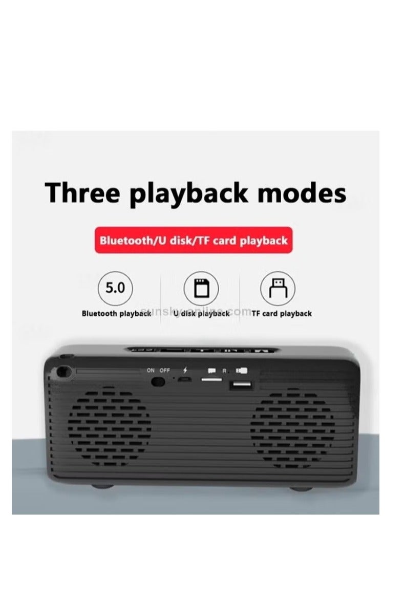 174 TWS Mirror Bluetooth Speaker, Support Alarm Clock, Time & Temperature Display, Micro SD Card, FM, MP3 - Blue - Image 2