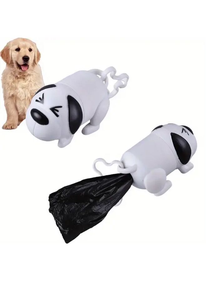 1pc Funny Dog Poop Bag Dispenser With Cute Puppy Design One Touch Bag Dispensing Hygienic Waste Pickup For Walks Parks Home Ideal Gift For Dog Owners Compatible With Standard Poop Bags Park Essentials Whimsical Accessory Durable Pp Plastic Lightweight Accessory White - Image 1