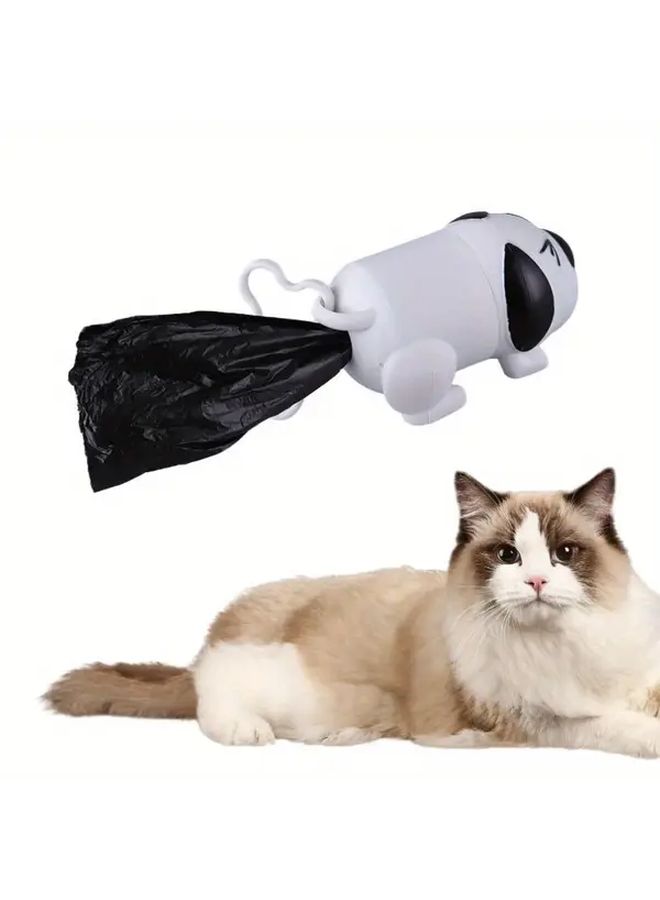 1pc Funny Dog Poop Bag Dispenser With Cute Puppy Design One Touch Bag Dispensing Hygienic Waste Pickup For Walks Parks Home Ideal Gift For Dog Owners Compatible With Standard Poop Bags Park Essentials Whimsical Accessory Durable Pp Plastic Lightweight Accessory White - Image 3