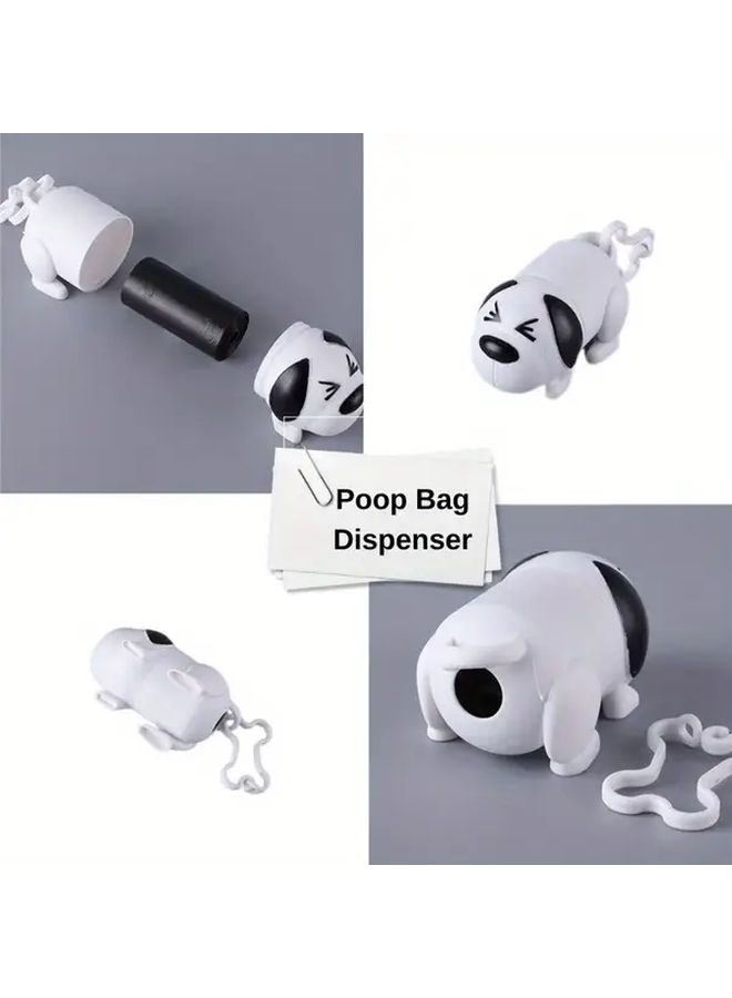 1pc Funny Dog Poop Bag Dispenser With Cute Puppy Design One Touch Bag Dispensing Hygienic Waste Pickup For Walks Parks Home Ideal Gift For Dog Owners Compatible With Standard Poop Bags Park Essentials Whimsical Accessory Durable Pp Plastic Lightweight Accessory White - Image 4