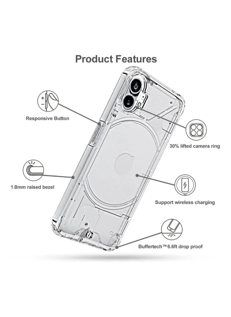 Raxoom Nothing Phone 1 Case with Screen Protector Tempered Glass Hybrid Shockproof Bumper Hard Acrylic + TPU Back Cover Phone Case - Image 5