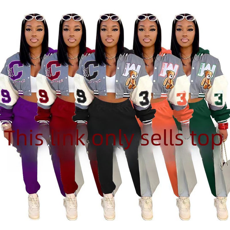 JJ6095 Fashion Baseball Jacket Print Dark Violet - Image 1