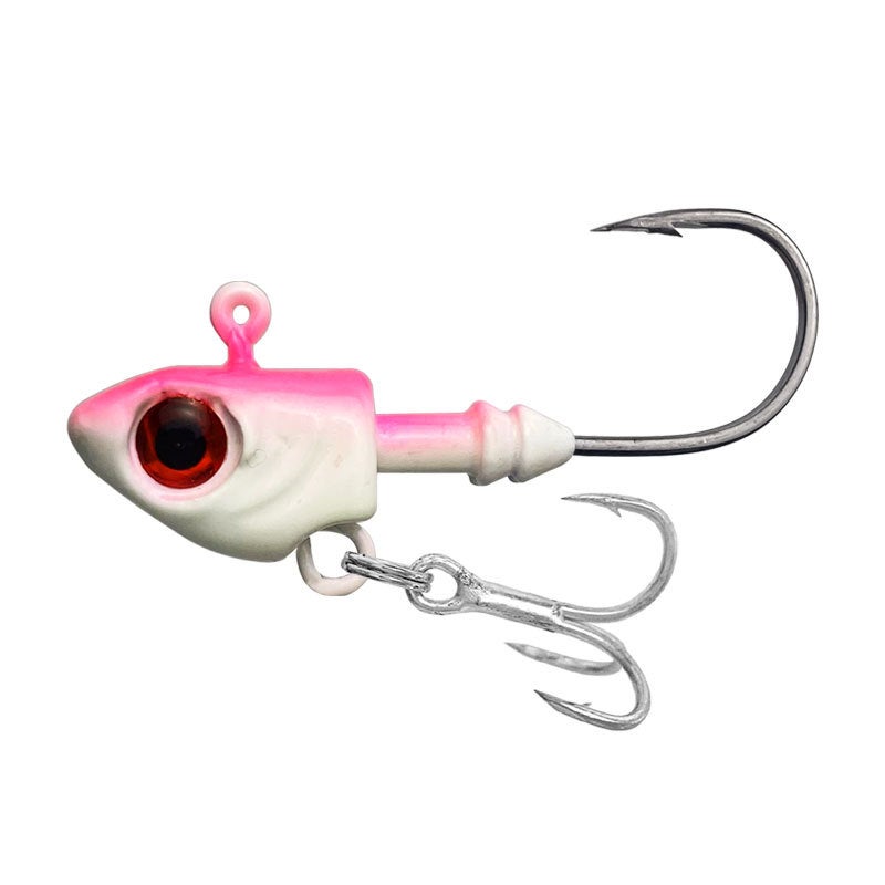 Generic Fishing Lure Hooks 3D Eyes Jig Head Soft Bait Powder back luminous (hanging blood tank three hooks) 
