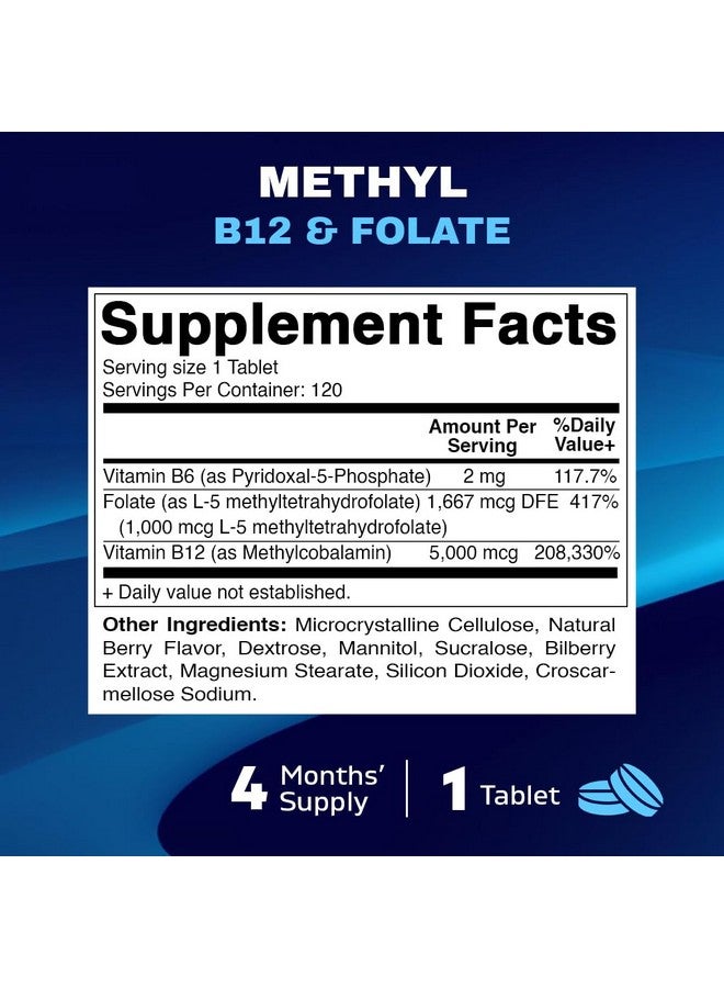 Vitamatic Methyl Folate & B12 Supplement with Pyridoxal 5 Phosphate (P-5-P) - Promotes Cardiovascular Health & Energy Metabolism - 120 Fast Dissolve Tablets - Non GMO & Gluten Free - Image 2