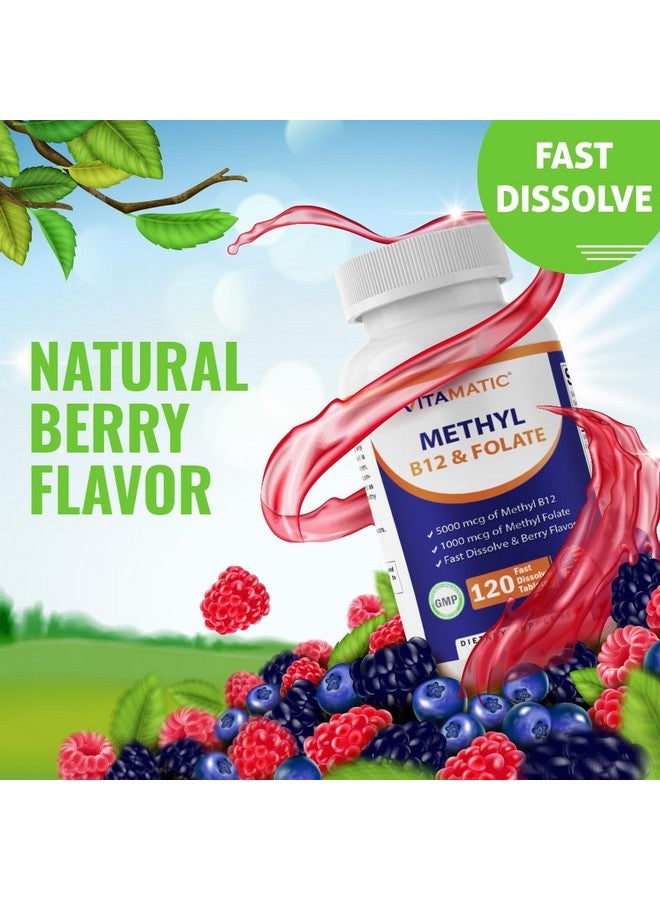 Vitamatic Methyl Folate & B12 Supplement with Pyridoxal 5 Phosphate (P-5-P) - Promotes Cardiovascular Health & Energy Metabolism - 120 Fast Dissolve Tablets - Non GMO & Gluten Free - Image 3