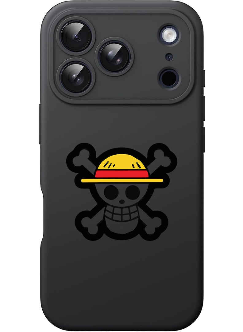 Theodor Protective Slim Fit Case Liquid Silicone Cover with Full Body Protection Anti-Scratch Shockproof Case For Apple iPhone 17 Pro (Black) Skull - Image 1