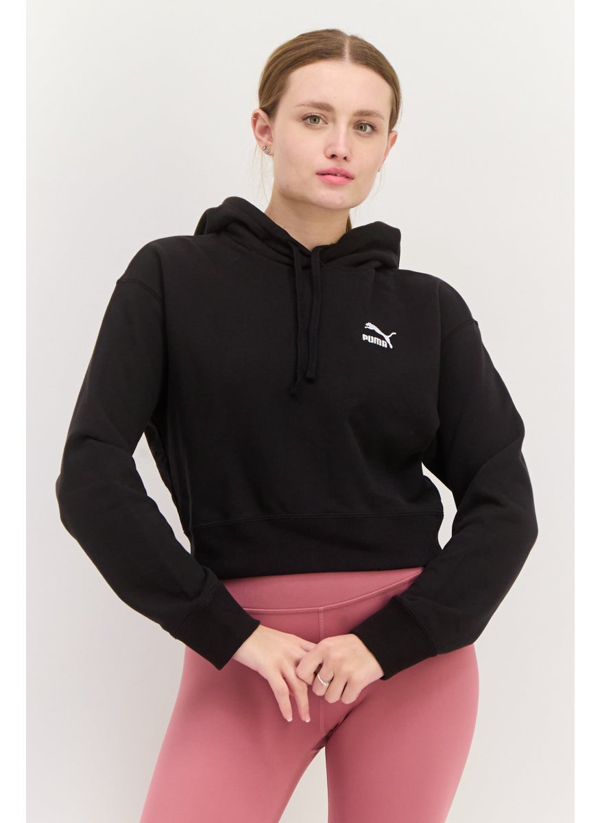 PUMA Women Relaxed Fit Outdoor Crop Sweatshirt, Black  - Image 1