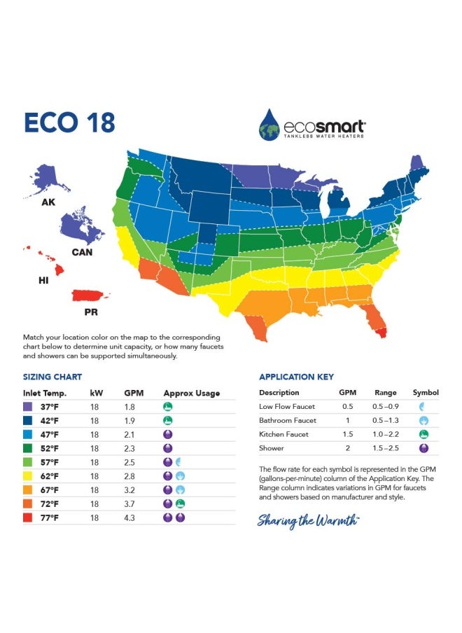 Ecosmart - Ecosmart Eco 18 Electric Tankless Water Heater 18 Kw At 240 Volts With Patented Self Modulating Technology - Image 1