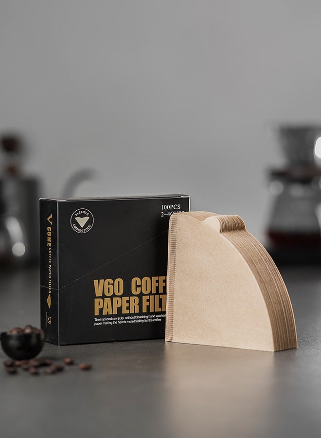 choxila 100-Piece Coffee Filter Paper V60 Size 02 Unbleached Disposable  - Image 2