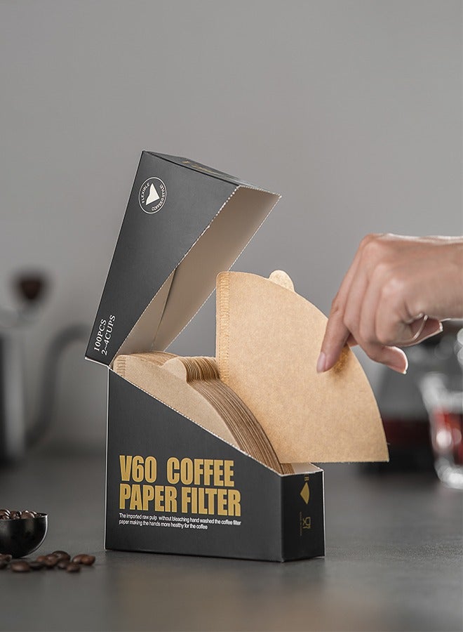 choxila 100-Piece Coffee Filter Paper V60 Size 02 Unbleached Disposable  - Image 1