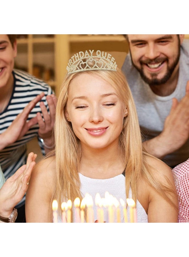 AOPRIE Birthday Tiara For Women Gold Birthday Queen Headband Happy Birthday Tiara And Crown For Women Rhinestone Crystal Decor - Image 3